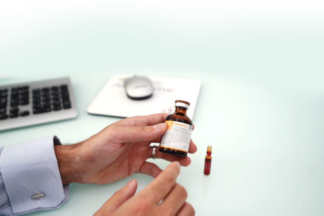 Dr. Nas showing NAD+ IV Vial